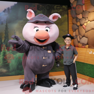 Black Pig mascot costume...