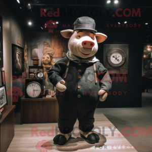 Black Pig mascot costume...