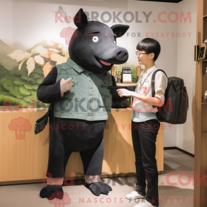 Black Pig mascot costume...