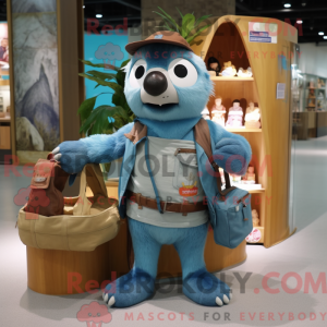 Cyan Sloth mascot costume...