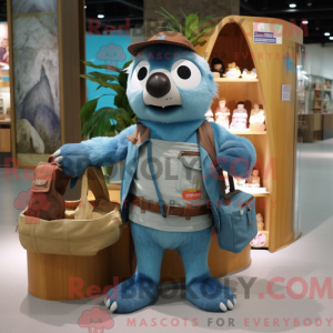 Cyan Sloth maskot kostume...