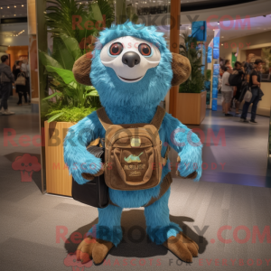 Cyan Sloth maskot kostume...