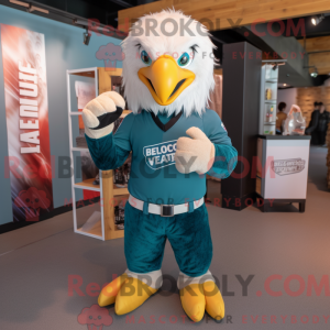 Teal Bald Eagle mascot...