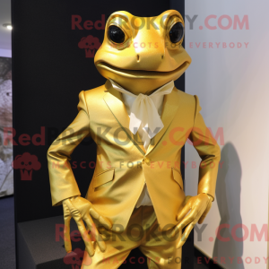 Gold Frog mascot costume...