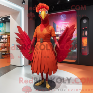 Red Peacock maskot kostume...