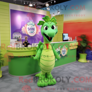 Lime Green Sea Horse mascot...