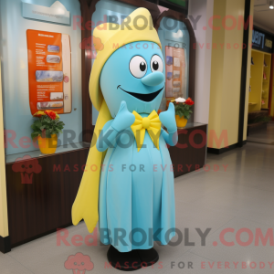 Cyan Baa mascot costume...