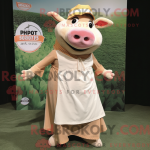 Tan Pig mascot costume...