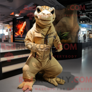 Tan Komodo Dragon mascot...