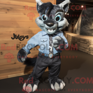 Black Lynx mascot costume...