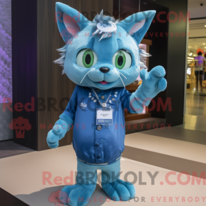 Cyan Cat-maskotdraktfigur...
