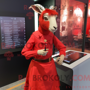 Red Goat mascot costume...