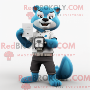 Blue Marten mascot costume...