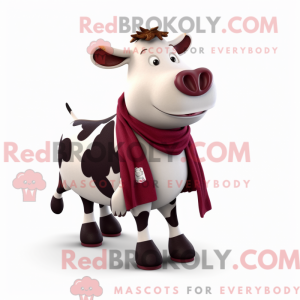 Maroon Holstein Cow mascot...