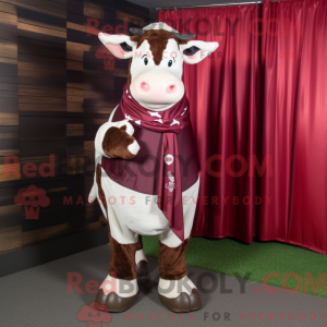 Maroon Holstein Cow maskot...