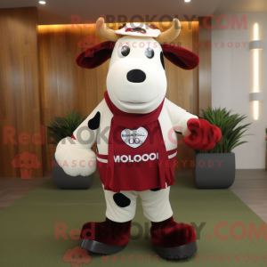Maroon Holstein Cow maskot...