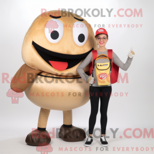 Tan Burgers mascot costume...