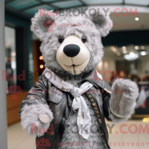 Silver Teddy Bear mascot...