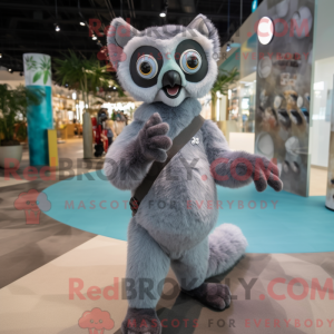 Grå Lemur maskot kostume...