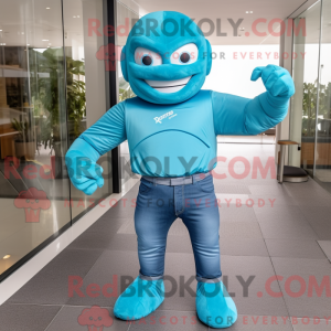 Cyan Superhelte maskot...