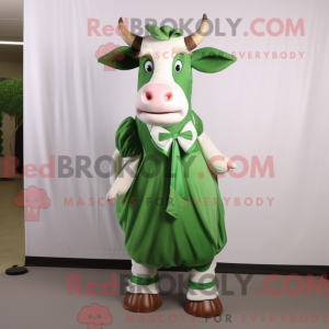 Green Zebu mascot costume...