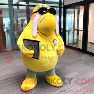 Citrongul Hvalros maskot...
