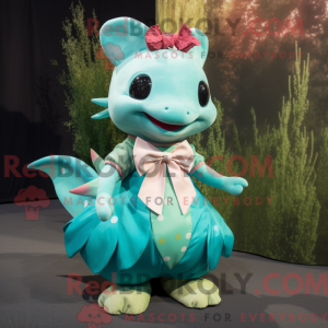 Teal Axolotl Maskottchen...