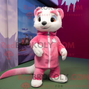 Pink Ferret mascot costume...