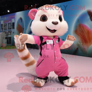 Pink Ferret maskot kostume...