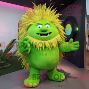 Limegrøn Porcupine maskot...