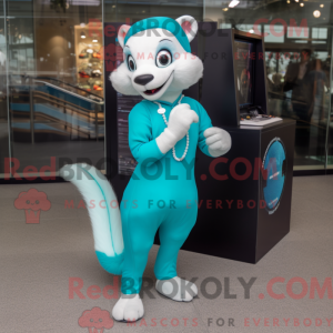 Cyan Weasel mascot costume...