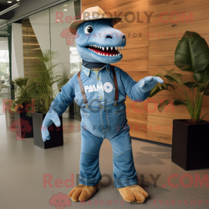 Sky Blue T Rex mascot...