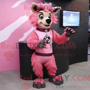 Pink Hyena mascot costume...
