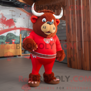 Red Bison mascot costume...