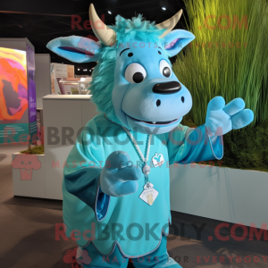 Turquoise Jersey Cow mascot...