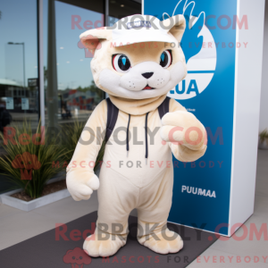 Cream Puma maskot drakt...