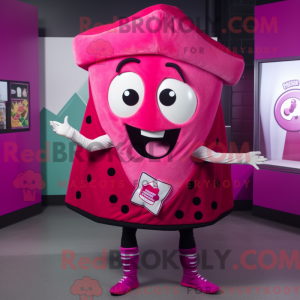 Magenta Pizza Slice mascot...
