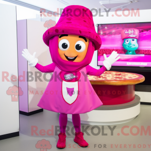 Magenta Pizza Slice mascot...