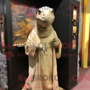 Beige Komodo Dragon mascot...