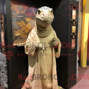 Beige Komodo Dragon maskot...