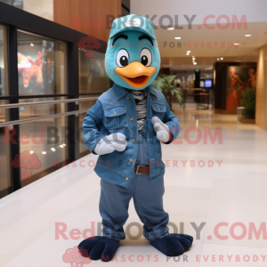 Teal Quail mascot costume...