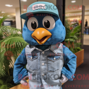 Teal Quail mascot costume...