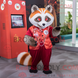 Sølv rød panda maskot...