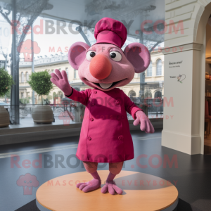 Pink Ratatouille mascot costume character dressed with a Turtleneck and Foot pads