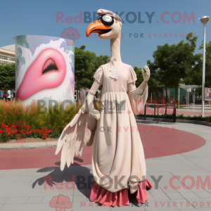 Beige Flamingo mascot...