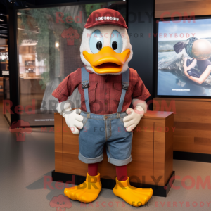 Maroon Duck mascot costume...