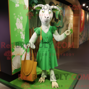 Green Goat mascot costume...