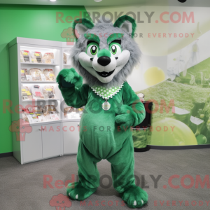 Green Wolf maskot kostume...
