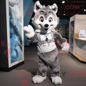 Silver Wolf mascot costume...