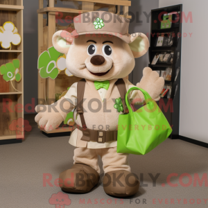 Tan Four Leaf Clover mascot...